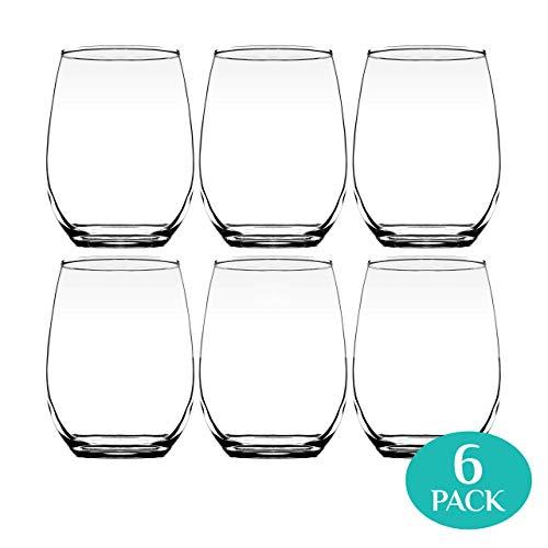 Lead Free 20oz Red & White Premium Stemless Wine Glass Set of 6. Large Durable Chip Resistant Rim Sleek Modern Minimal Professional Enhanced Aeration Drinking Tumbler. Arts, Crafts, DIY Projects