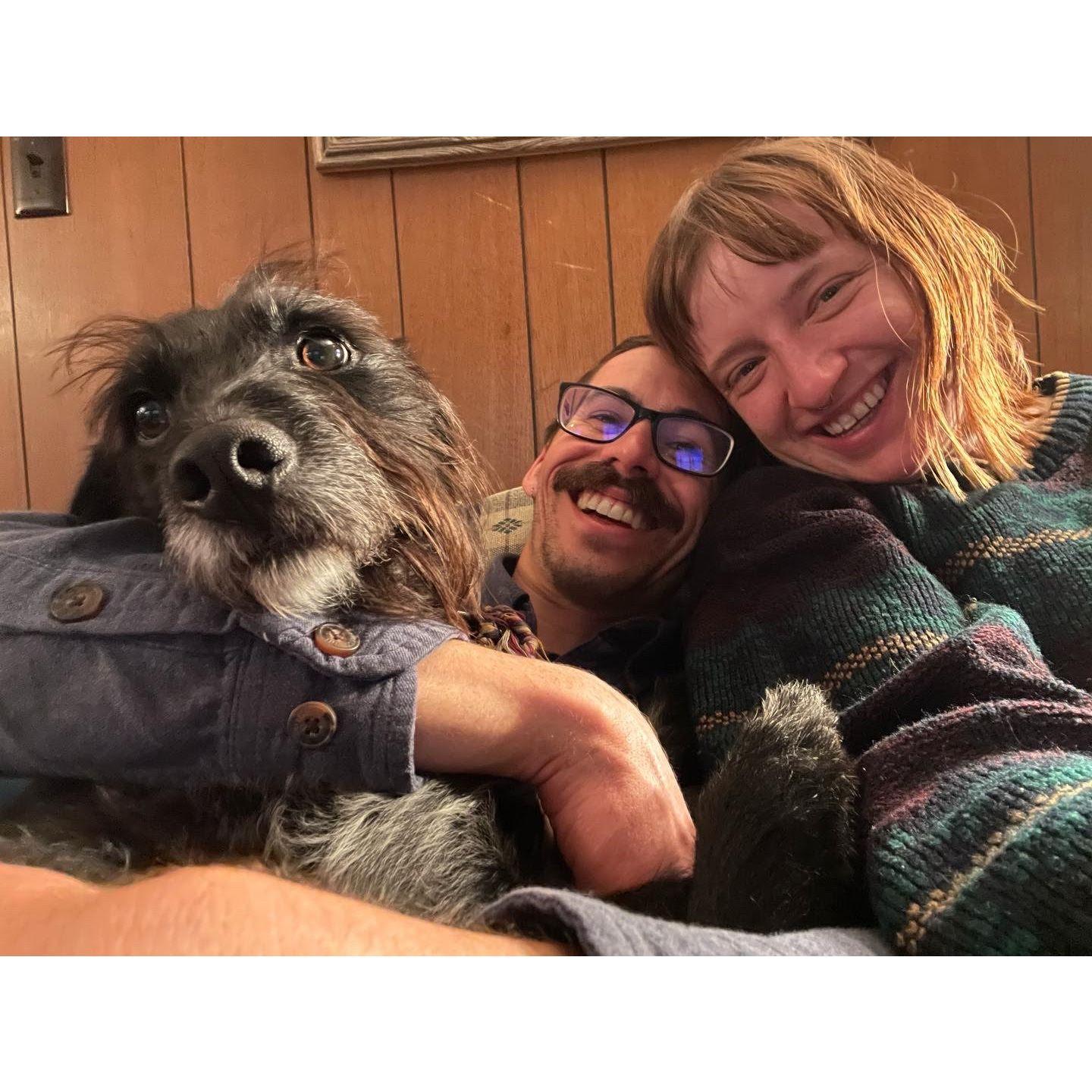 First trip to the cabin together. June hates the fireplace.
