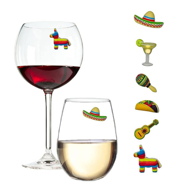 Simply Charmed Fiesta and Margarita Drink Charms - Magnetic Wine Glass Markers and Party Supplies