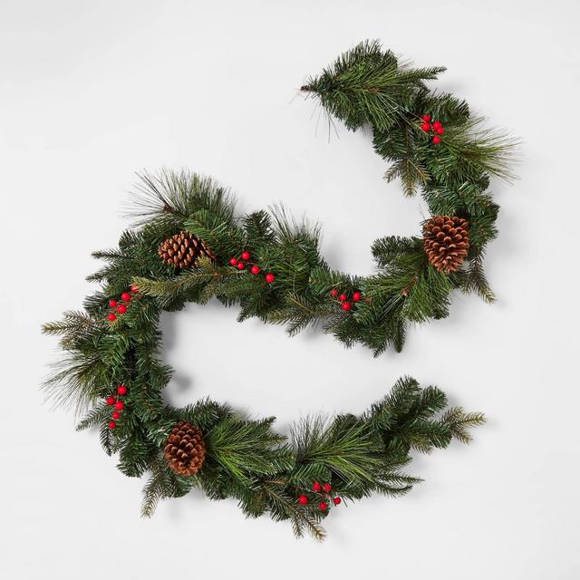 Unlit Red Berry/Pinecones Artificial Mixed Pine Christmas Garland - Wondershop™