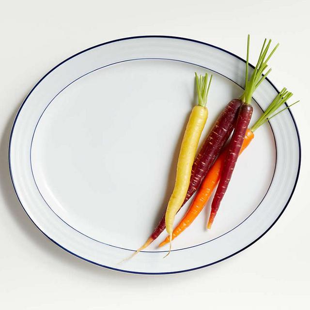 Roulette Blue Band Large Oval Platter