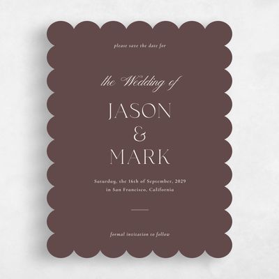 Brown Scalloped Wedding Save the Date - Gavin Portrait