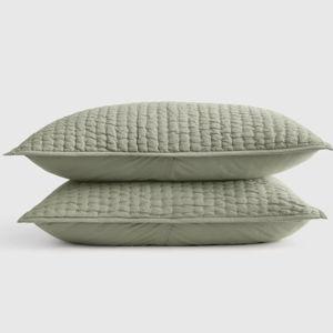 European Linen Cotton Stitch Sham Set in Willowleaf