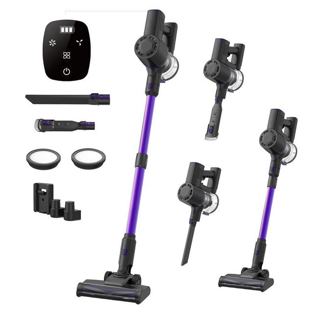 Vexilar V8PRO Cordless Vacuum Cleaner for Home - 25Kpa Stick Vacuum with Self Standing Design, Max 35Min Runtime, 6 in 1 Lightweight Vacuum for Hardwood Floors and Carpet Pet Hair(Dark Purple)