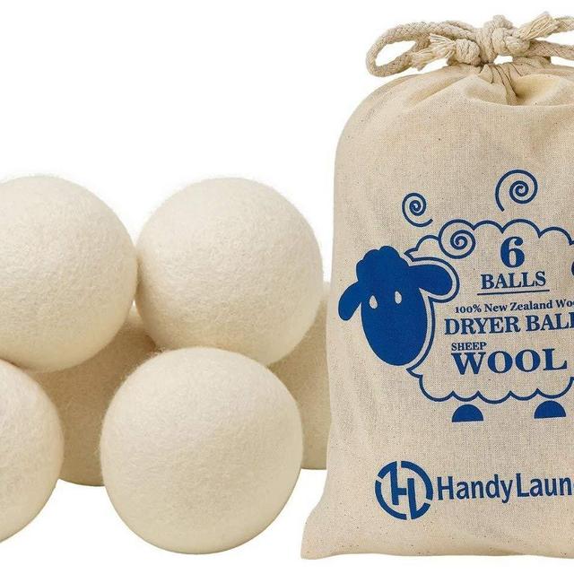 Wool Dryer Balls - Natural Fabric Softener, Reusable, Reduces Clothing Wrinkles and Saves Drying Time. The Large Dryer Ball is a Better Alternative to Plastic Balls and Liquid Softener. (Pack of 6)
