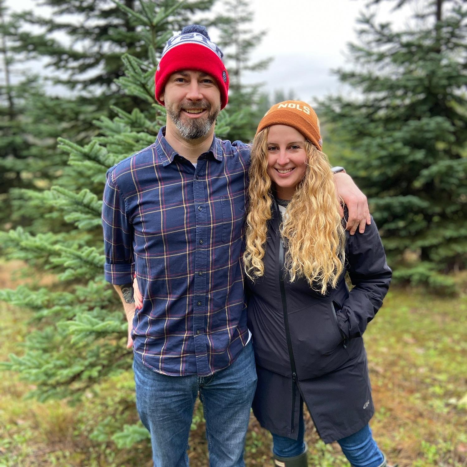 Cutting down our first Christmas Tree together.