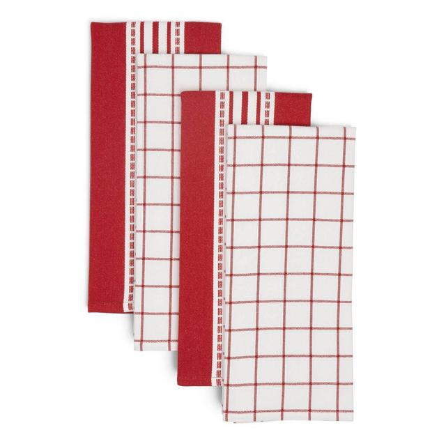 4pk Cotton Bistro Kitchen Towel Set Red - Town & Country Living