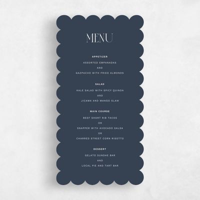 Blue Scalloped Wedding Menu - Roberts