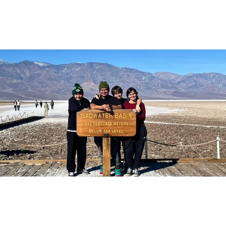 Family photo in Badwater Basin February 2025