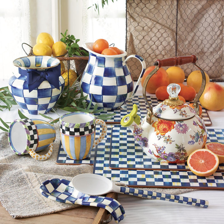 MacKenzie-Childs, Royal Check Enamel Pitcher | Zola