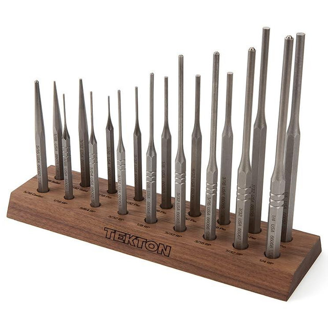 TEKTON Punch Set with Walnut Block (18-Piece) | 66564