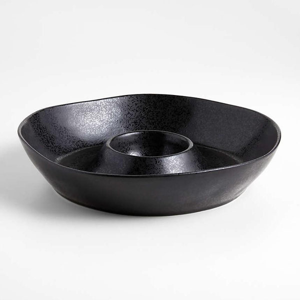 Marin White Stoneware Chip and Dip Server + Reviews | Crate & Barrel