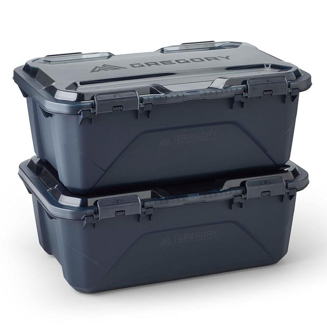 Gregory Alpaca 45L Waterproof Gear Organization/Camping Gear Box with Transparent Removeable Lid Slate Blue, 2 Pack