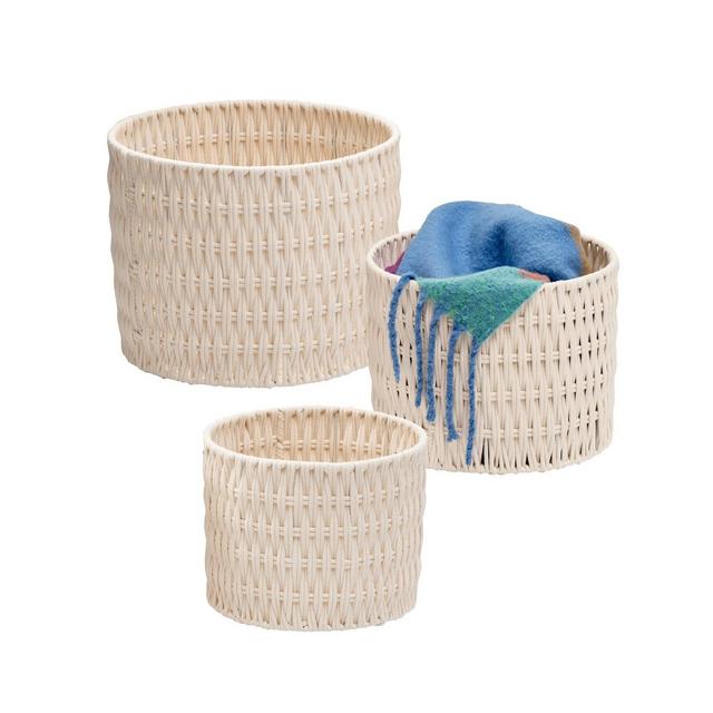 Honey Can Do Set of 3 Metal Frame Nesting Round Rope Baskets