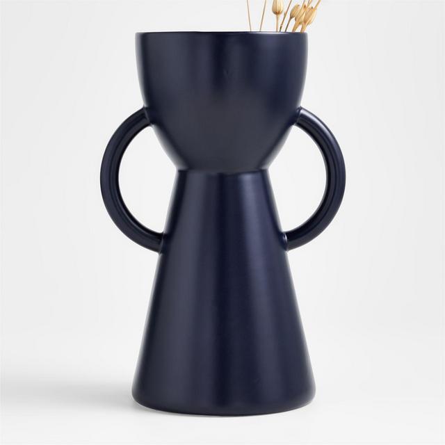 Arla Double Handle Ceramic Blue Vase