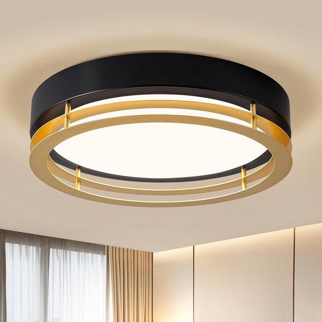 ZUYURT Dimmable Black and Gold Flush Mount Ceiling Light Modern Ceiling Light LED Light Fixture Ceiling Lamp for Kitchen Laundry Room Bathroom Bedroom 2700K-6000K 5CCT