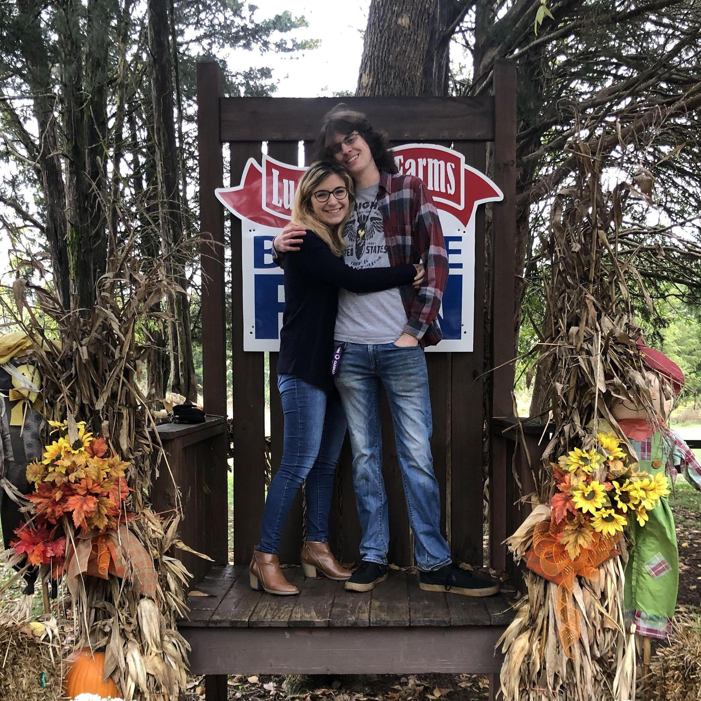 In Fall of 2020, we went to a pumpkin patch for one of our first dates. It was peak COVID times but we took our masks off (briefly) to take this pic.