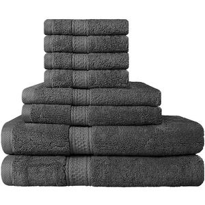 Utopia Towels Premium 8 Piece Towel Set (Dark Grey); 2 Bath Towels, 2 Hand Towels and 4 Washcloths – Cotton Towels