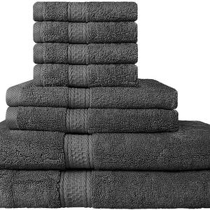 Utopia Towels Premium 8 Piece Towel Set (Grey) - 2 Bath Towels, 2