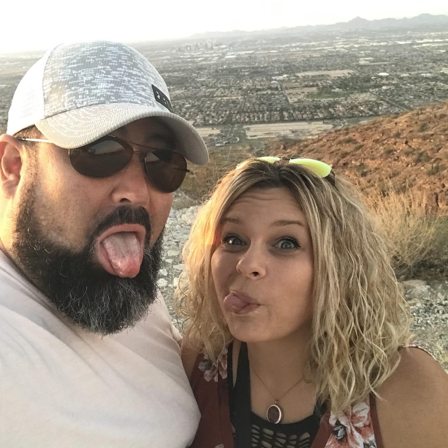 being silly with a beautiful view from Dobbins Lookout on South Mtn.