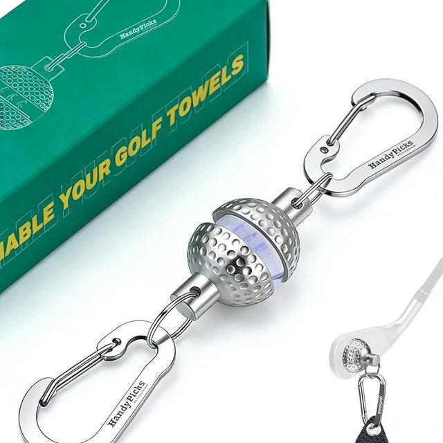 Handy Picks Magnetic Golf Towel Clip – Patented Mini Golf Ball Design – Convert Any Golf Towel with Eyelet into Magnetic Towel – Strong Magnet Holder for Cart, Bag & Clubs
