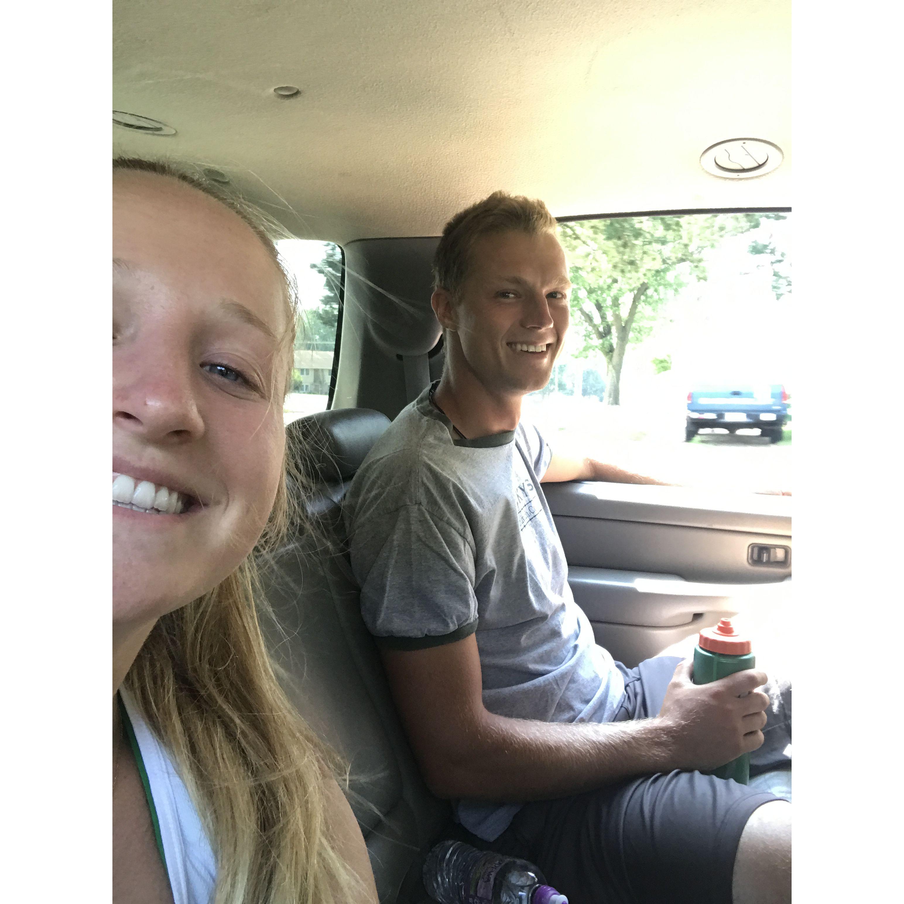 On our way to play some tennis!