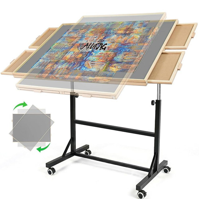 ALL4JIG 1500 Pieces Puzzle Table with Legs and Wheels, Wooden Jigsaw Puzzle Table with 4 Drawers & Cover,Upgraded Stability & Optimized Lightweight Design,Vertical Placement Option
