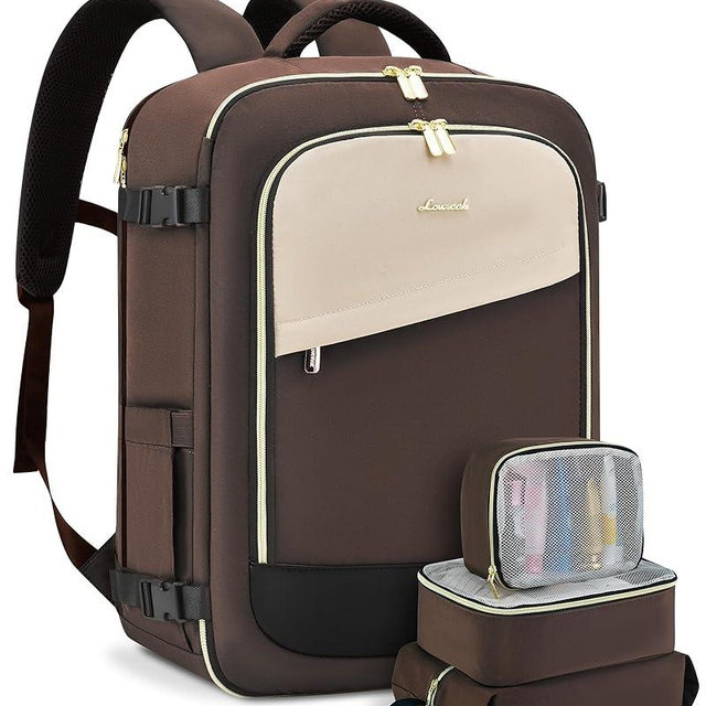 LOVEVOOK Travel Backpack for Women, 40L Carry On Backpack Flight Approved, Large Personal Item Bag Fits 17 inch Laptop, TSA Approved Luggage with 3 Packing Cubes,Waterproof Weekender Gym Essentials