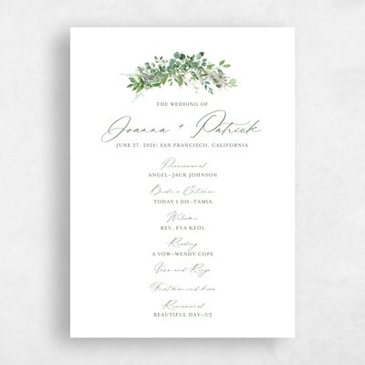 Multi-Colored Wedding Program - Blosser