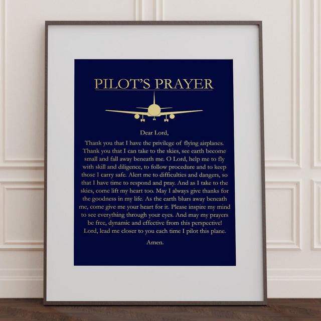Pilot Gifts for Men - Airman Gift - Pilot's Prayer - Aviation Art Print - 8.5x11 inches