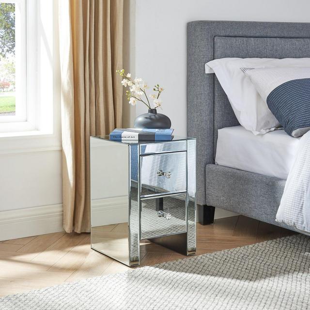 Glaucio 2 - Drawer Glass Nightstand in Silver
