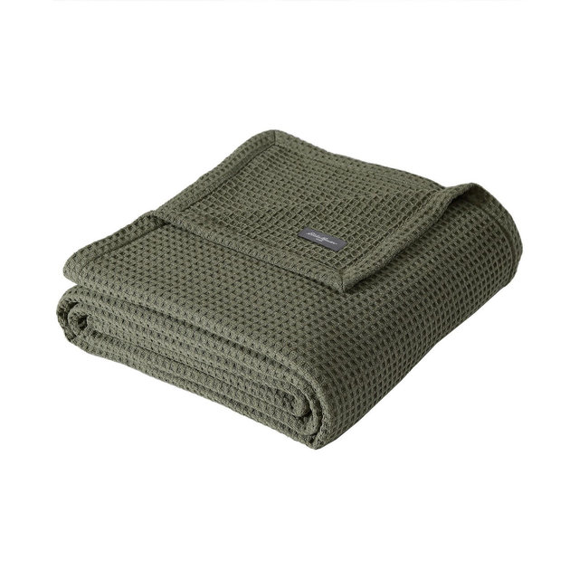 Eddie Bauer Solid Waffle Cotton Reversible Blanket, Twin