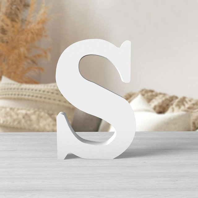 Zaruatu 6 Inch White Wood Letters Unfinished Wood Letters for Wall Decor Decorative Standing Letters White Block Letters for Craft Home Party Projects (S)