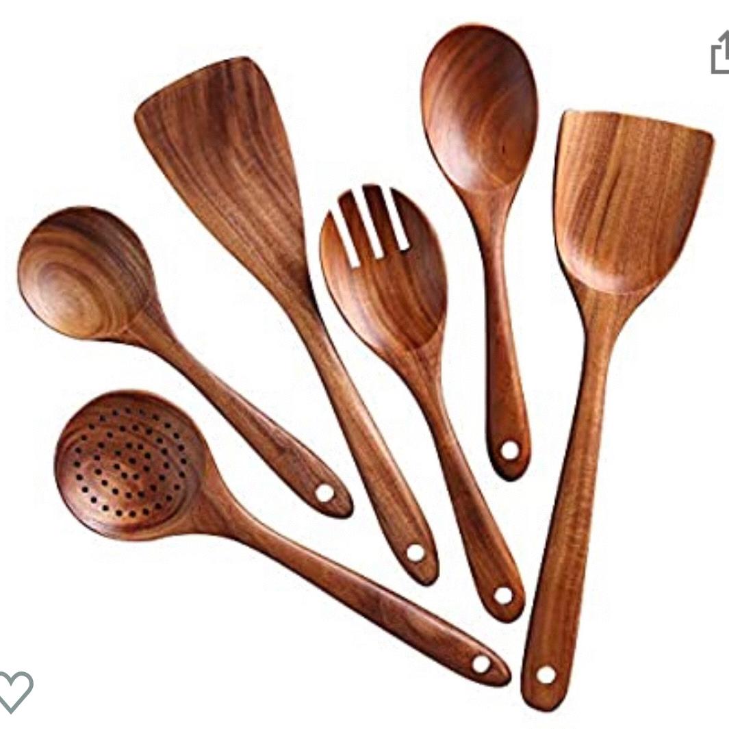 Kitchen Utensils Set,NAYAHOSE Wooden Cooking Utensil Set Non-stick Pan Kitchen Tool Wooden Cooking Spoons and Spatulas Wooden Spoons for cooking salad fork