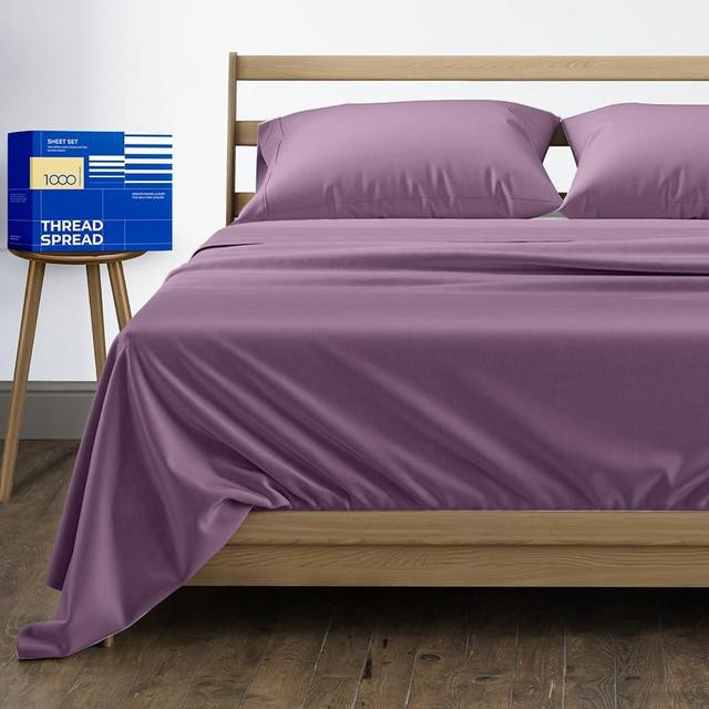 Pure Egyptian King Size Cotton Bed Sheets Set (King, 1000 Thread Count) Dark Plum Bedding Pillow Cases (4 Pc) Egyptian Cotton Sheets King Size Bed- Sateen Sheets - 16 in Deep Pocket King Sheets