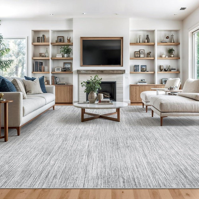 Valenrug Washable Rugs 8x10 - Non Slip 8x10 Area Rugs for Living Room, Stain Resistant Area Rugs for Bedroom, Foldable Machine Washable Area Rug(8'x10', Grey)