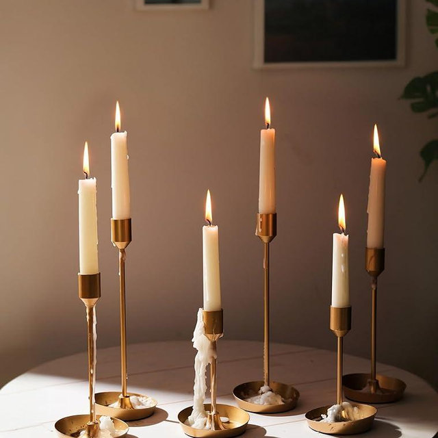 NUPTIO Taper Candle Holders for Wedding: 6 PCS Gold Matte Candles Stick Holder for Table Centerpiece - Bulk Candlestick Holders for Birthday Christmas Party Decor