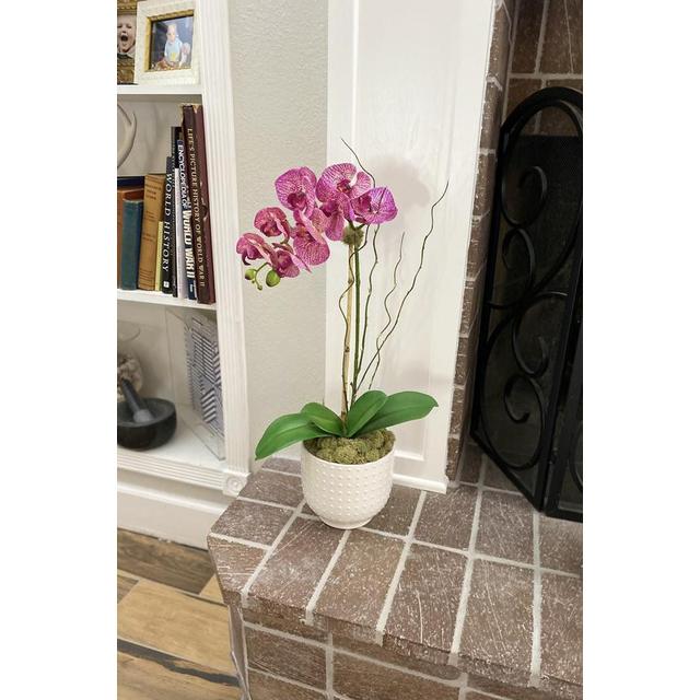 Faux orchid arrangement,pink orchids, white ceramic orchid pot ,artificial orchids , real touch orchids , gifts for her, Christmas gift idea