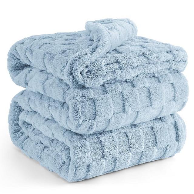 Bedsure Blue Fleece Blanket for Couch - Super Soft Cozy King Blankets for Women, Cute Small Blanket for Girls, 108x90 Inches