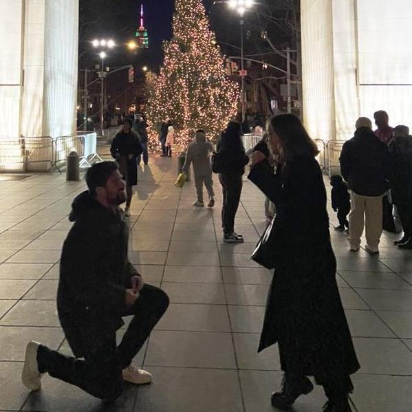 We might've gotten engaged twice - first at home, and jokingly at Washington Square Park.