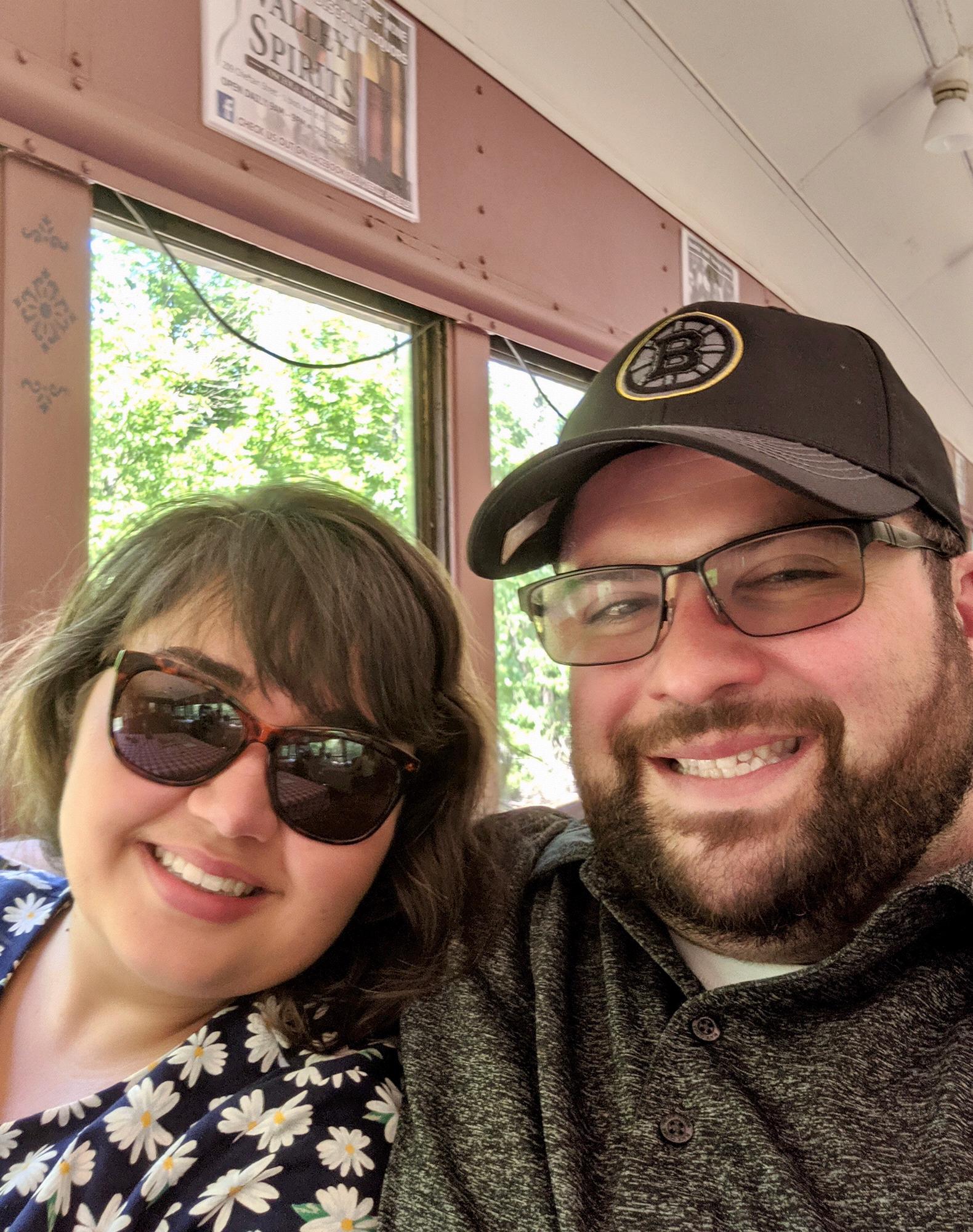 Riding the pizza train after Jana & Paul's wedding!