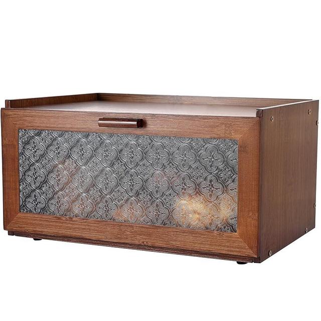 ETMI Bamboo Bread Box for Kitchen Countertop - Vintage Bread Box Brown Large Farmhouse breadbox