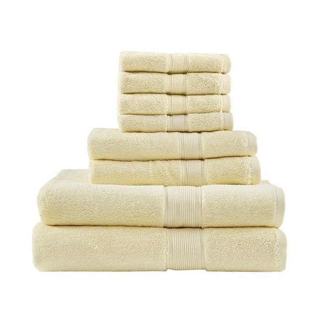 Madison Park Signature 800GSM 100% Cotton Luxurious Bath Towel Set Highly Absorbent, Quick Dry, Hotel & Spa Quality for Bathroom, Multi-Sizes, Yellow 8 Piece