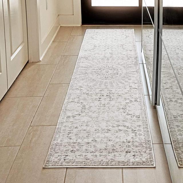 Ophanie Modern Boho Chic Area Rug Carpet, Thick Runner Rugs for Kitchen, Hallway, Laundry Room, 2' x 8', Beige/Grey