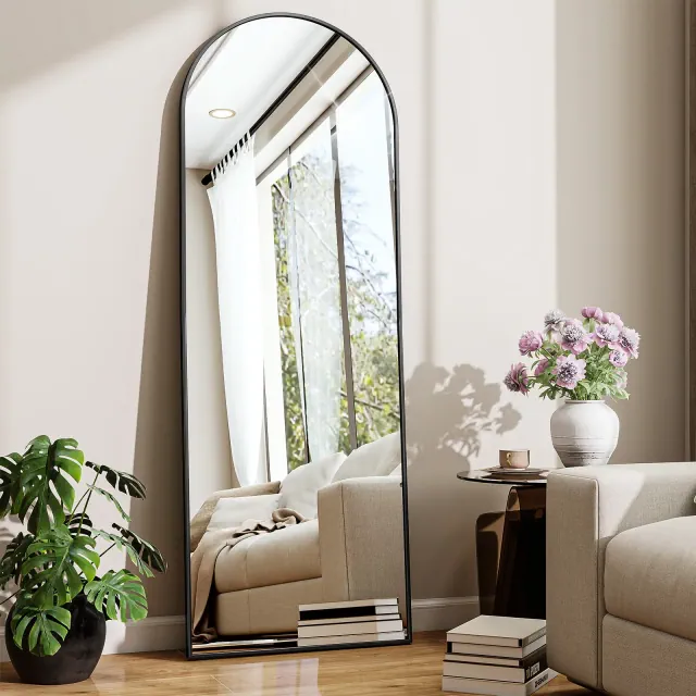 BEAUTYPEAK Arched Free-standing Full-Length Mirrors 18"x58", Black