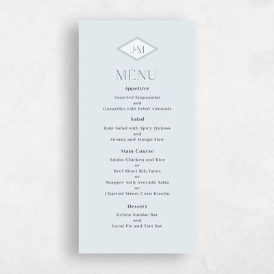 Blue Wedding Menu - Diamant