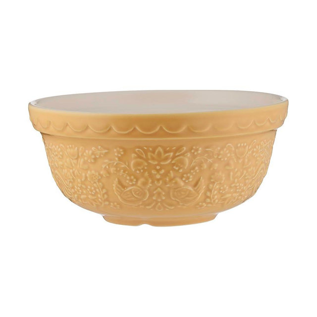Mason Cash Home to Roost Mixing Bowl 21cm | 1.1 Litre Earthenware Bowl with Embossed Hen & Cockerel Design – Ideal for Smaller Batches of Dough, Pastry & Cake | Dishwasher Safe