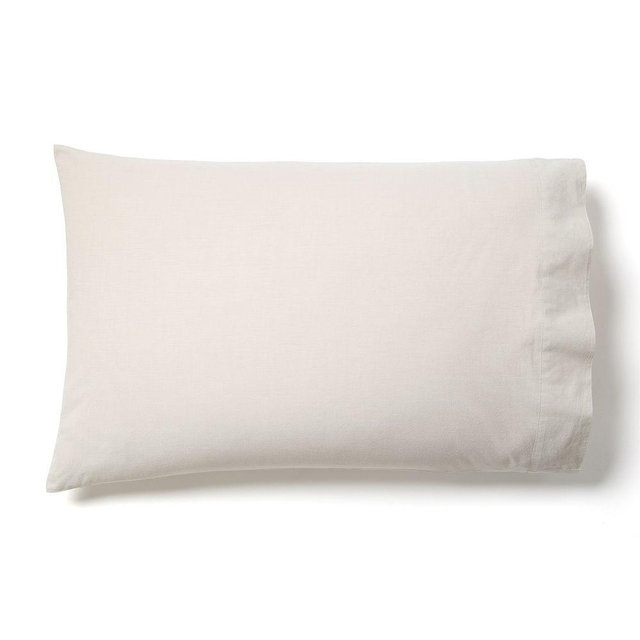 Organic Washed Cotton Percale Pillowcase Set, Standard, Sand Melange