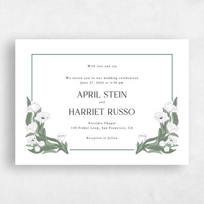 White Floral Wedding Invitation - Willmore Landscape