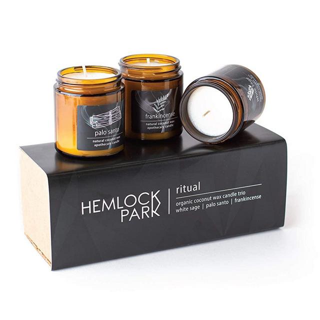 Apothecary Candle Trio | Gift Set of Three 4 oz. Candles Made with Organic Coconut Wax (Ritual | White Sage, Palo Santo, Frankincense)